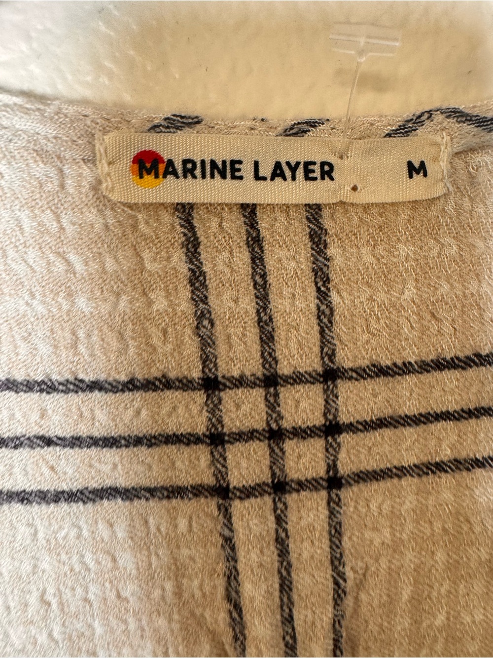 Marine Layer Cream Plaid Maxi Dress - Picture 5 of 7
